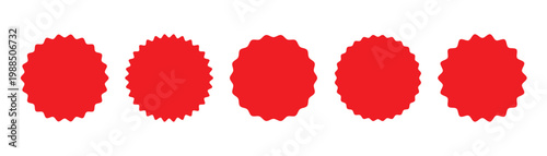 Price tag button. blank badge shape vector on white background. Set of red starburst, sunburst badges, best for sale sticker, price tag, quality mark. EPS10.
