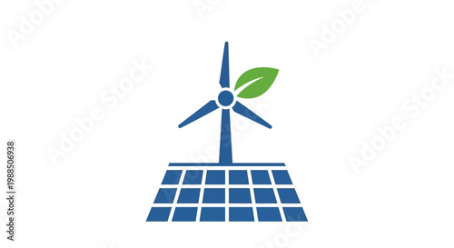 Renewable energy symbol with wind turbine.