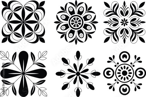 Hand Drawn Mandala Decorative Elements Vector Set, Intricate Circular Patterns and Ornamental Designs for Spiritual Art, Yoga, Meditation, and Decorative Graphic Projects