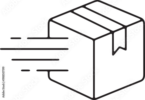 Art & Illustration,Fast parcel delivery box with speed lines outline icon.