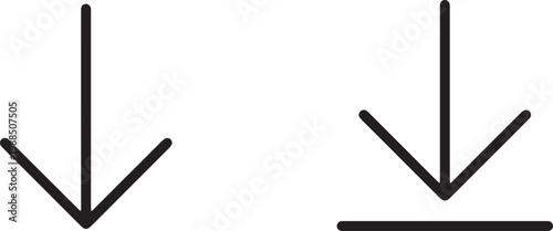 Art & Illustration, Downward download arrows outline icon for digital data transfer.