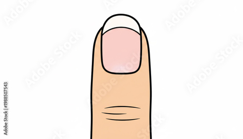 Finger icon with simplified nail and beige skin tone, thin outline and minimal facial expression style illustration