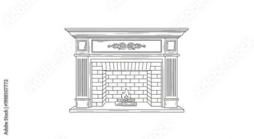A drawing of a fireplace mantel.