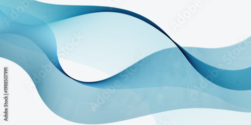 Abstract Blue Flowing Wave Background With Smooth Curves For Modern Design And Technology