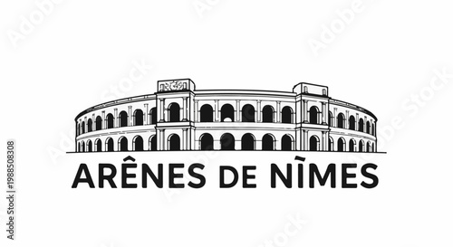 Classic Roman amphitheater illustration with bold text below