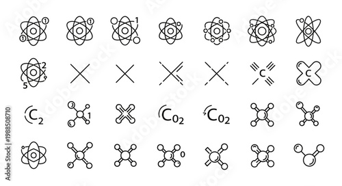 Collection of hand-drawn molecular structures and chemical symbols.