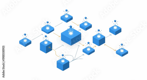 A network of connected blue cubes.