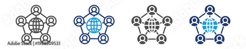 network icon set multiple style