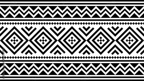 Seamless black traditional tribal geometric pattern