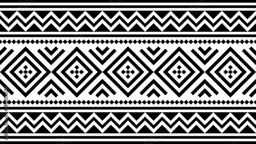 Seamless black traditional tribal geometric pattern