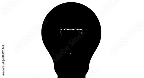A minimalist black lightbulb icon with a glowing filament on a white background