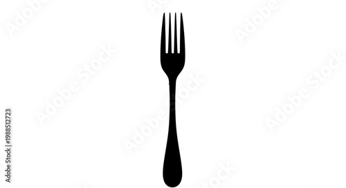 A minimalist black fork silhouette on a white background, perfect for design and culinary themes
