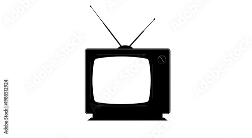 A minimalist vector graphic illustration of a vintage television set with antennae