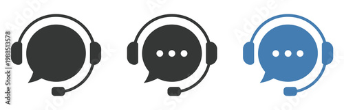 Customer support icon set, assistance and technical support symbols, customer service, call center, hotline, operator, staff, and agent icons, clean modern vector illustration