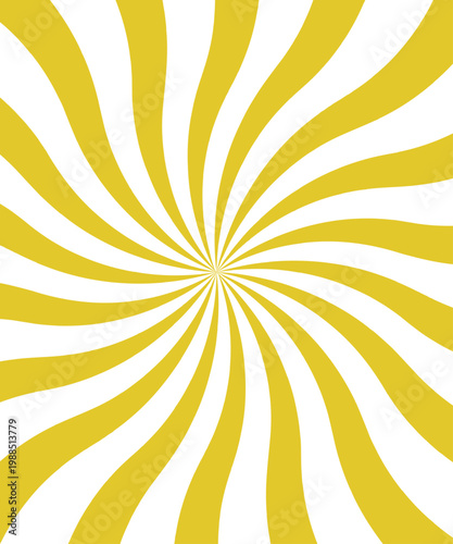 Dynamic yellow and white spiral a burst of energetic radiating lines