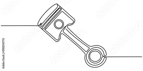 Bild auf Leinwand Continuous one line drawing of a car engine piston with connecting rod on a white background