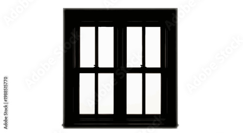 A sleek black window with six panes on a white background