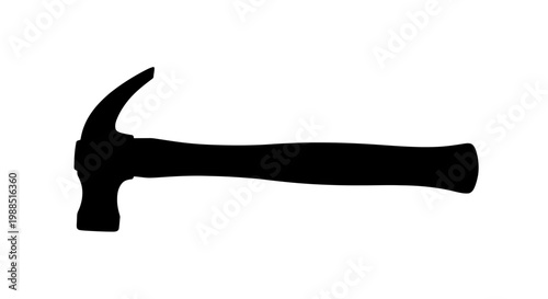 A black silhouette of a hammer on a white background