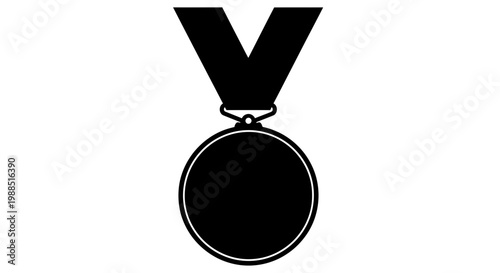A black and white vector graphic illustration of a medal icon
