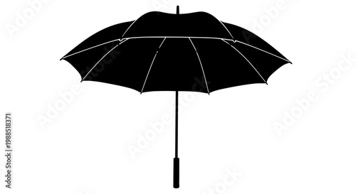 A minimalist black umbrella icon on a white background, perfect for design and illustration purposes.