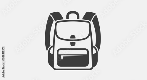 A minimalist vector graphic illustration of a backpack with a simple design