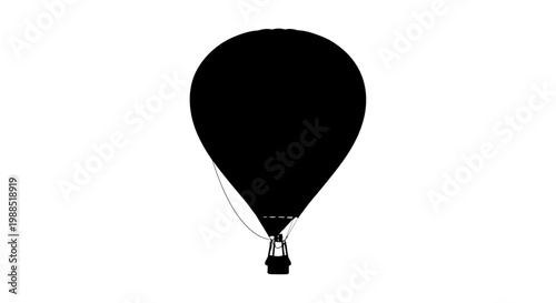 A minimalist black hot air balloon vector graphic on a white background