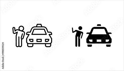 Taxi icon set, Car silhouette line icon. Cab symbol. vector illustration on white background