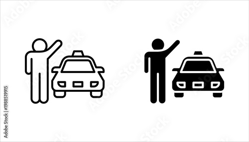 Taxi icon set, Car silhouette line icon. Cab symbol. vector illustration on white background