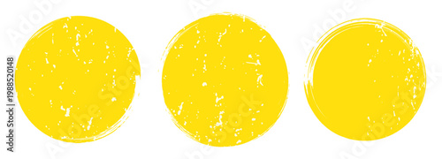 Circle grunge stamp set. Round vector isolated on white background. Yellow stamp vector. Collection for grunge badge, seal, ink and stamp design template. Round grunge hand drawn circle shape, vector