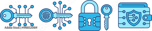 Cyber Security Digital Key Lock Wallet Fingerprint Biometric Data Privacy Encryption Protection Technology Network Safety System