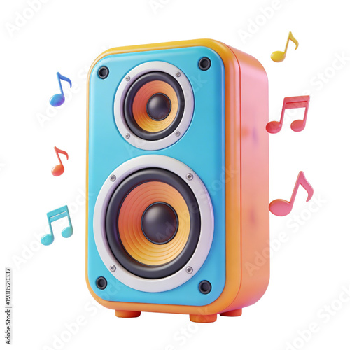 Retro Music Speaker 3D Cartoon Summer Beach Party Icon