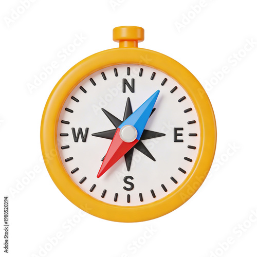 Gold Compass 3D Cartoon Travel Navigation Adventure Icon