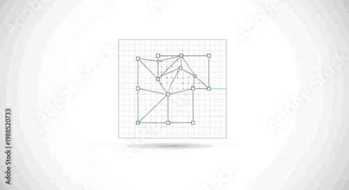 Geometric shapes connected lines diagram.