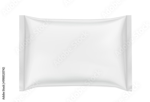 Food pillow bag mockup for frozen food and etc. Hight realistic illustration isolated on white background. Can be use for template your design, promo, adv. EPS10.