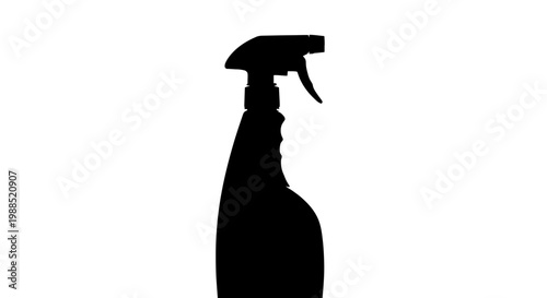 A black silhouette of a spray bottle on a white background