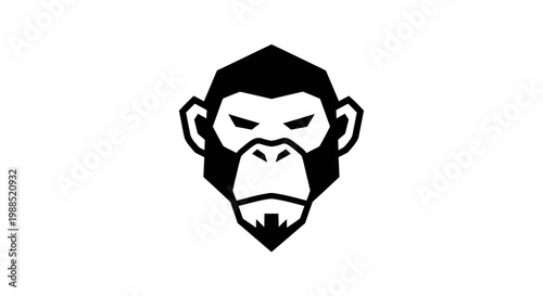 Geometric gorilla head icon in black and white minimalist style
