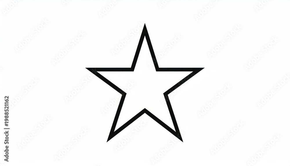 Obraz premium Simple Outline of a Five-Pointed Star on a White Background.