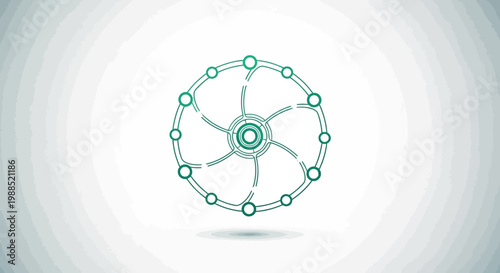 Teal colored circular network diagram.