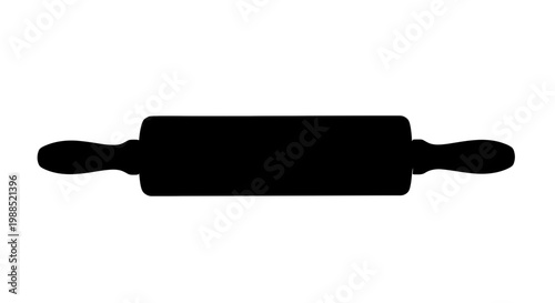 Canvastavla A black silhouette of a rolling pin on a white background, representing a kitchen utensil in a minimalist design style