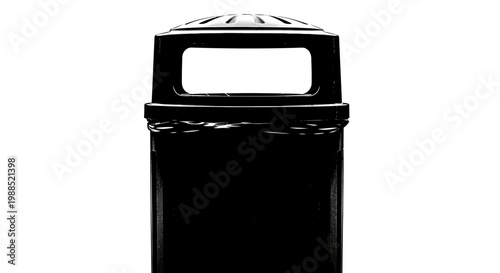 A minimalist vector illustration of a black trash can with a sleek design