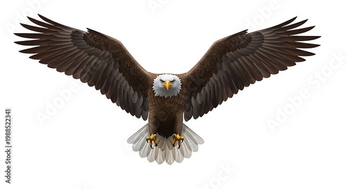 Bald Eagle in Flight Aerial View.