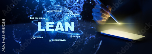 Lean Management and Six Sigma Efficiency Illustrated on a Digital Interface.
