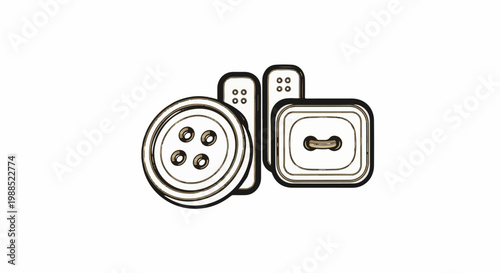 Stylized icons of round and square fasteners with multiple holes