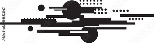 Tableau sur toile Abstract geometric composition featuring black shapes on a white background