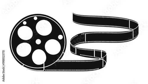 Vintage Film Reel and Strip Icon.