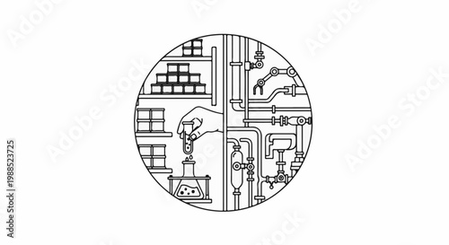 Scientific experiment scene with robotic arm and laboratory equipment