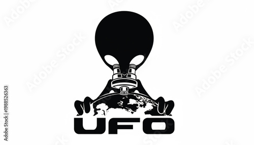 Globe in cap and hands logo with lightbulb idea concept and UFG letters for modern technology branding