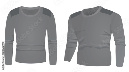 Grey long sleeve t shirt. vector illustration