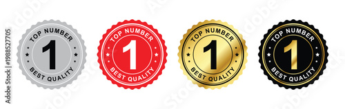 Top Number One Best Quality Badge Set Gold Silver Red Black Premium Award Seal Collection