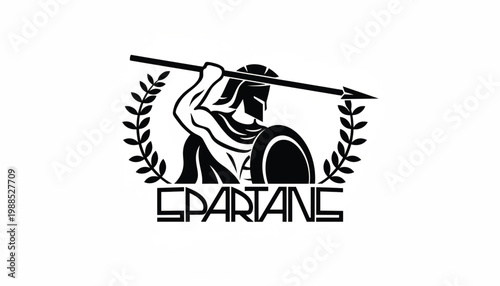 Sparivne silhouette logo with rifle icon and laurel wreath for gaming clan identity design featuring weapon emblem, military theme, veteran badge